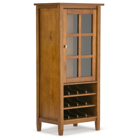 Simpli Home Warm Shaker 23" High Wine Rack Cabinet in Light Golden Brown