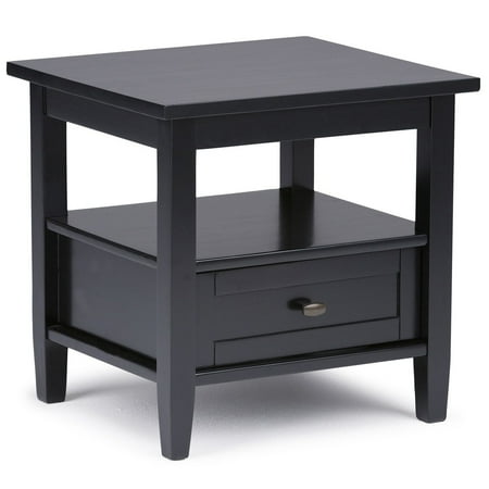 Simpli Home - Warm Shaker SOLID WOOD 20 inch Wide Rectangle Transitional End Table in - Distressed Charcoal Brown