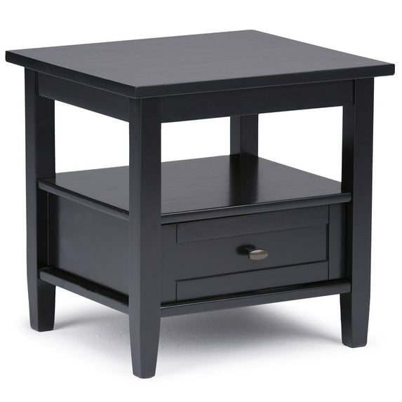 Warm Shaker Solid Wood 20 inch Wide Transitional End Table in Distressed Charcoal Brown