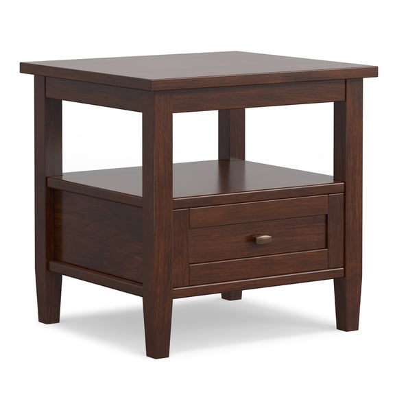 Simpli Home Warm Shaker 20 inch Wide Solid Wood Transitional End Table in Russet Brown