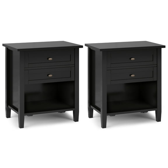 Warm Shaker 24 inch Solid Wood Transitional Night Stand in Black (Set of 2)