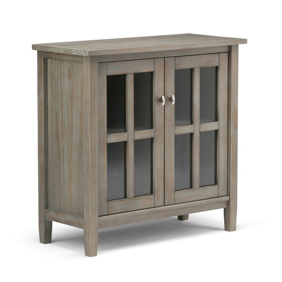 Warm Shaker - Low Storage Cabinet - Distressed Grey Light Brown + ABS + Wood