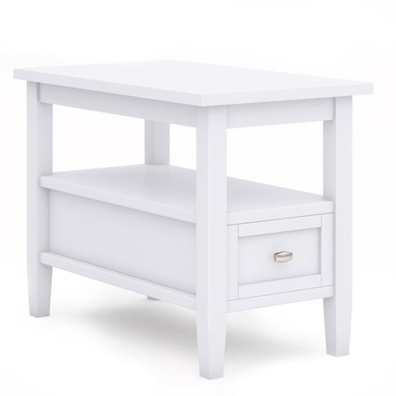 Simpli Home Warm Shaker Solid Wood 14 inch Wide Transitional Narrow Side Table in White