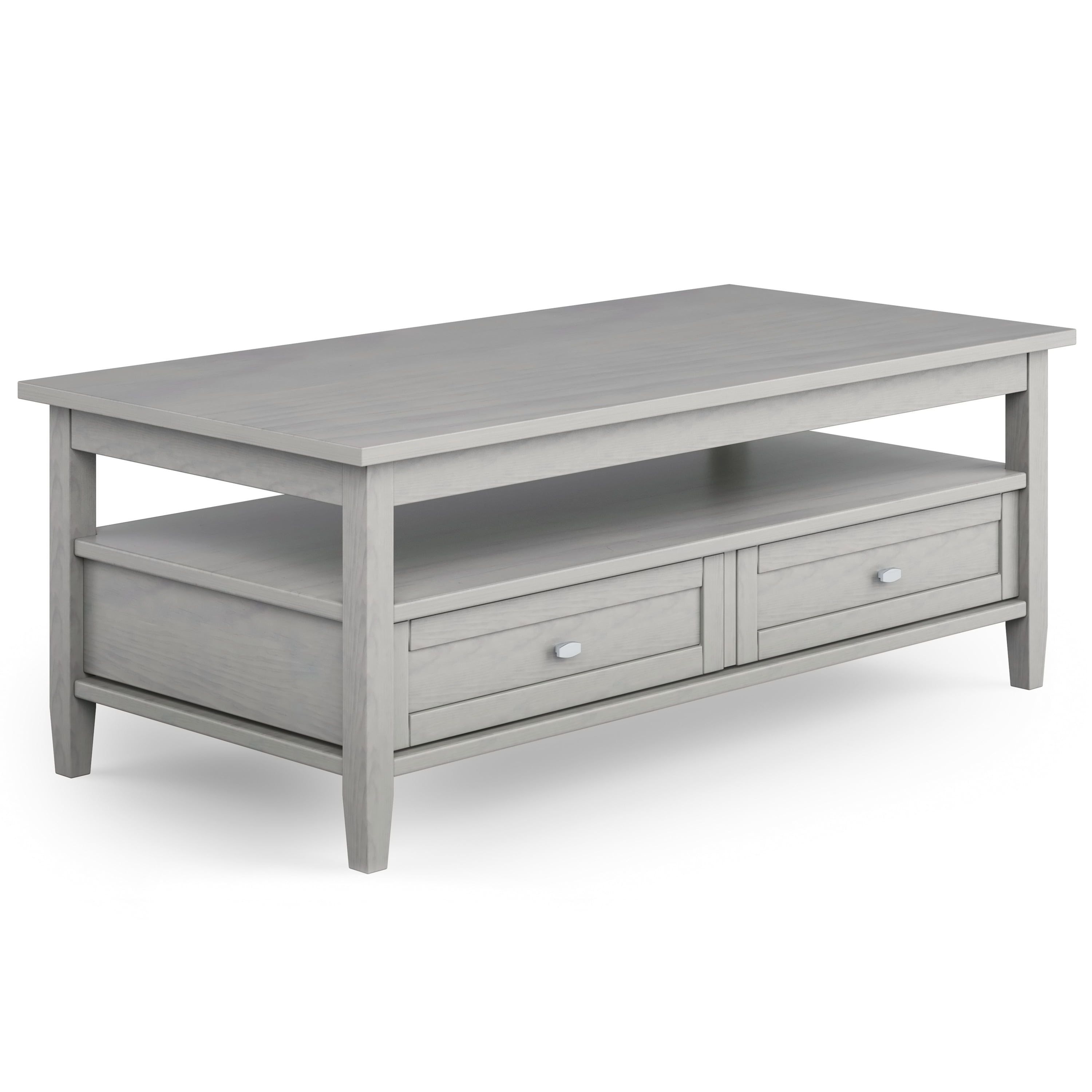 Fog Gray Solid Wood Coffee Table with Storage