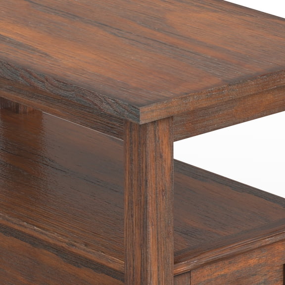 Warm Shaker Solid Wood 14 inch Wide Transitional Narrow Side Table in Distressed Charcoal Brown