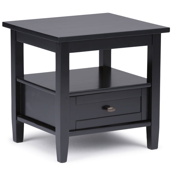 Warm Shaker Solid Wood 20 inch Wide Transitional End Table in Black