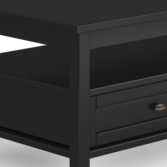 Warm Shaker Solid Wood 48 inch Wide Transitional Coffee Table in Black
