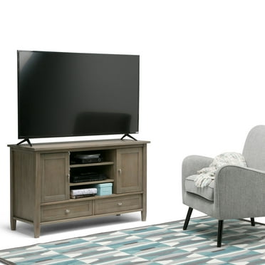 Warm Shaker Wood 47" Wood Transitional TV Media Stand in Gray For TVs up to 50"