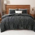 thumbnail image 1 of Warm Sherpa Fleece Queen Comforter Set, 3D Tufted Fluffy Dark Grey Bedding for Winter, Soft 3 Pieces Shaggy Bed Set, 1 Comforter (90"x90") and 2 Pillowcases (20"x26"), 1 of 13