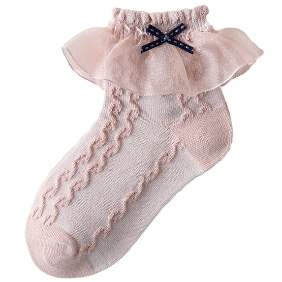 Warm Slipper Socks Girl Solid Color Bow Lace Socks Princess Cute Ruffle Socks Children Dress Ankle Sock Fuzzy Halloween Socks Brown 10Y
