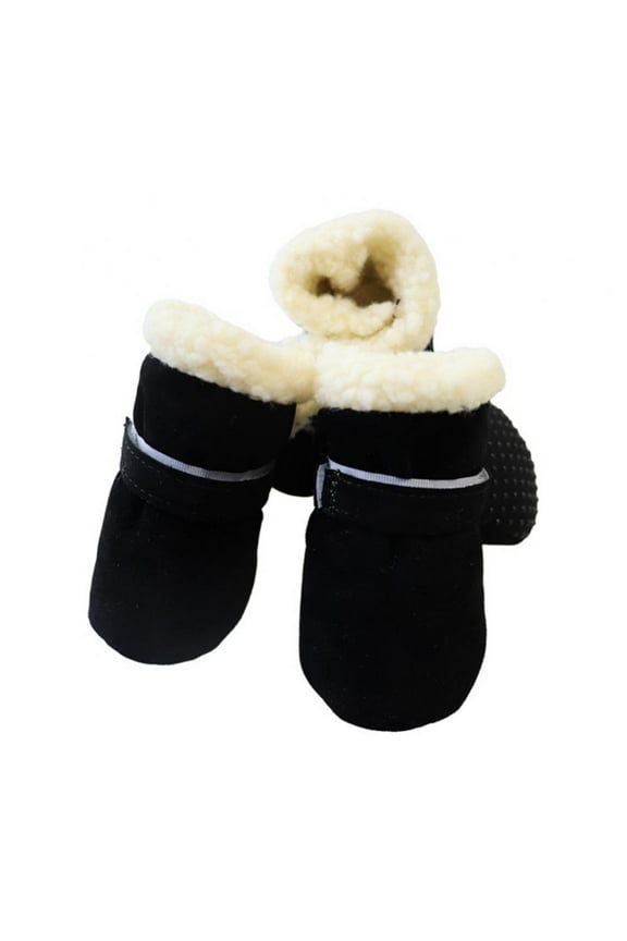 Warm Small Dog Snow Boots Waterproof Suede Puppy Cat Booties Anti-Skid Pet Winter Shoes