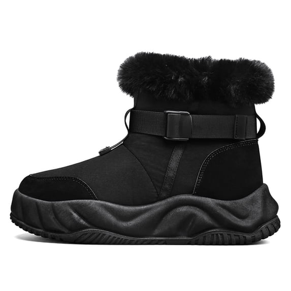 Warm Snow Boots Men's Lamb Wool Lining Cotton Boots Rubber Outsole High-top Northeast Cotton Shoes Winter Snow Boots