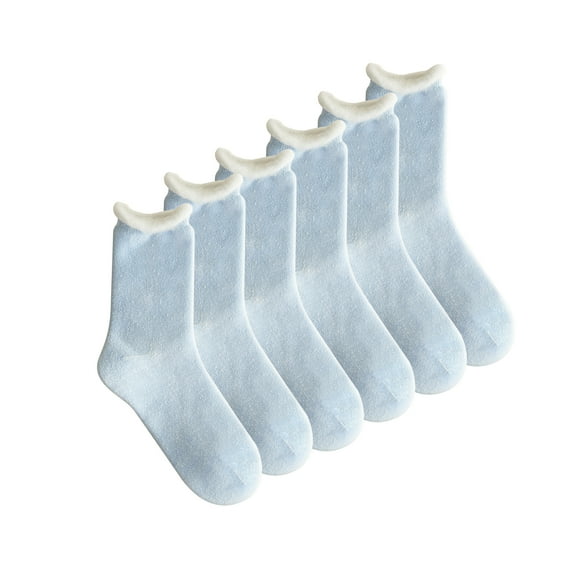 LDU Women's Warm Crew Socks, Plush Lined Mid Calf Socks for Ultimate Comfort and Daily Wear, 6 Pairs