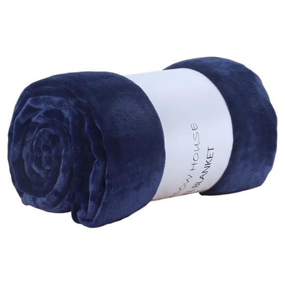Warm Soft Flannel Throw Blanket Sofa Bed Bedspread Travel for Bed Sofa Dark Blue 127cmx178cm