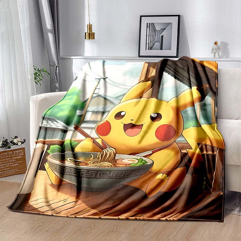 Warm Soft Pokémon Stitch Pikachu Print Blanket Fluffy Children and ...