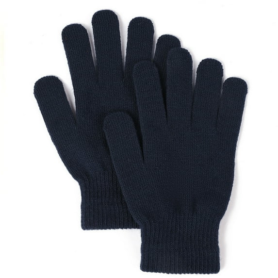 Warm Solid Color Gloves, Cold Resistant Knitted Gloves, Unisex Cycling Gloves Navy One Size