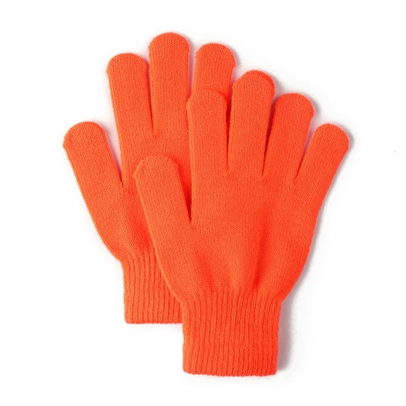 Warm Solid Color Gloves, Cold Resistant Knitted Gloves, Unisex Cycling Gloves Saffron One Size