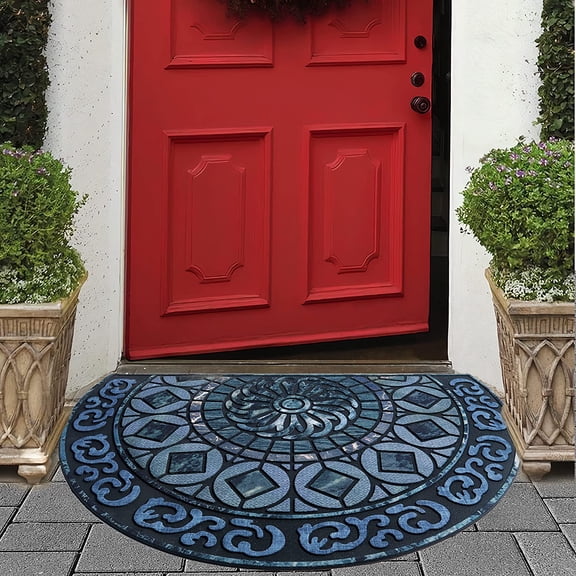 Warm Stylish Front Door Mat - Low Pile Front Door Mat Outside Entrance - Muddy Dirt Trapping Welcome Matt Outdoor - Rubber Backing Anti Slip Indoor Doormat Entrance - Large 23" 'x 35"