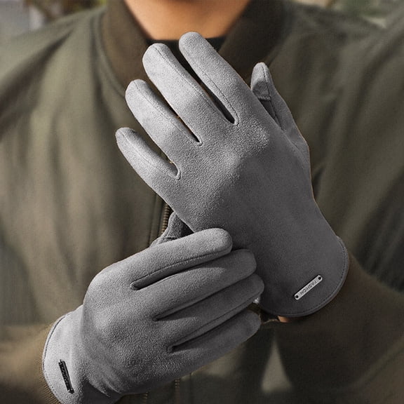 Warm Suede Gloves for Men and Women - Winter Heating Non- Flip Velvet Touchscreen Gloves