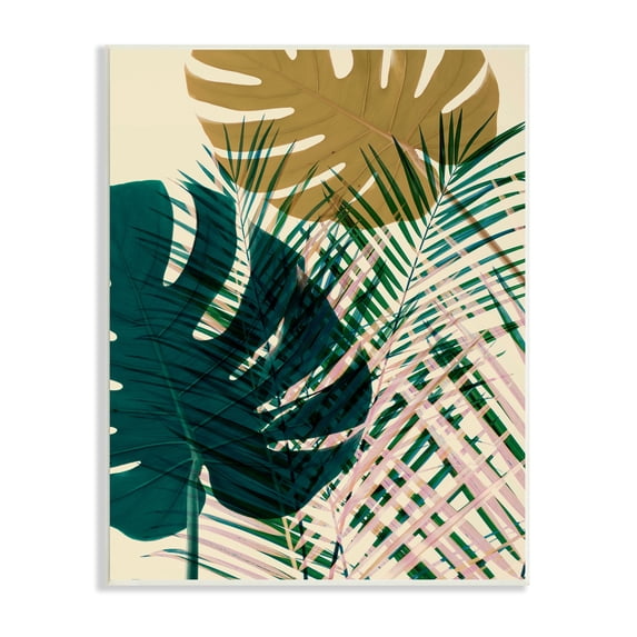 Warm Summer Palms Tropical Plant Arrangement Modern Abstraction 13 in x 19 in Framed Painting Art Print, by Stupell Home Décor