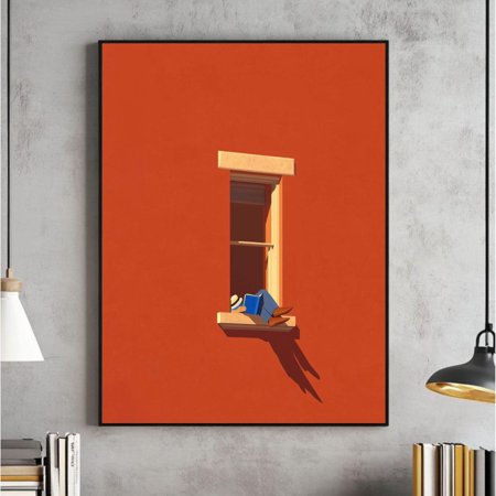 Warm Sunny Bold Minimal Book Lover Dopamine Poster, Unframed Canvas 8x10in
