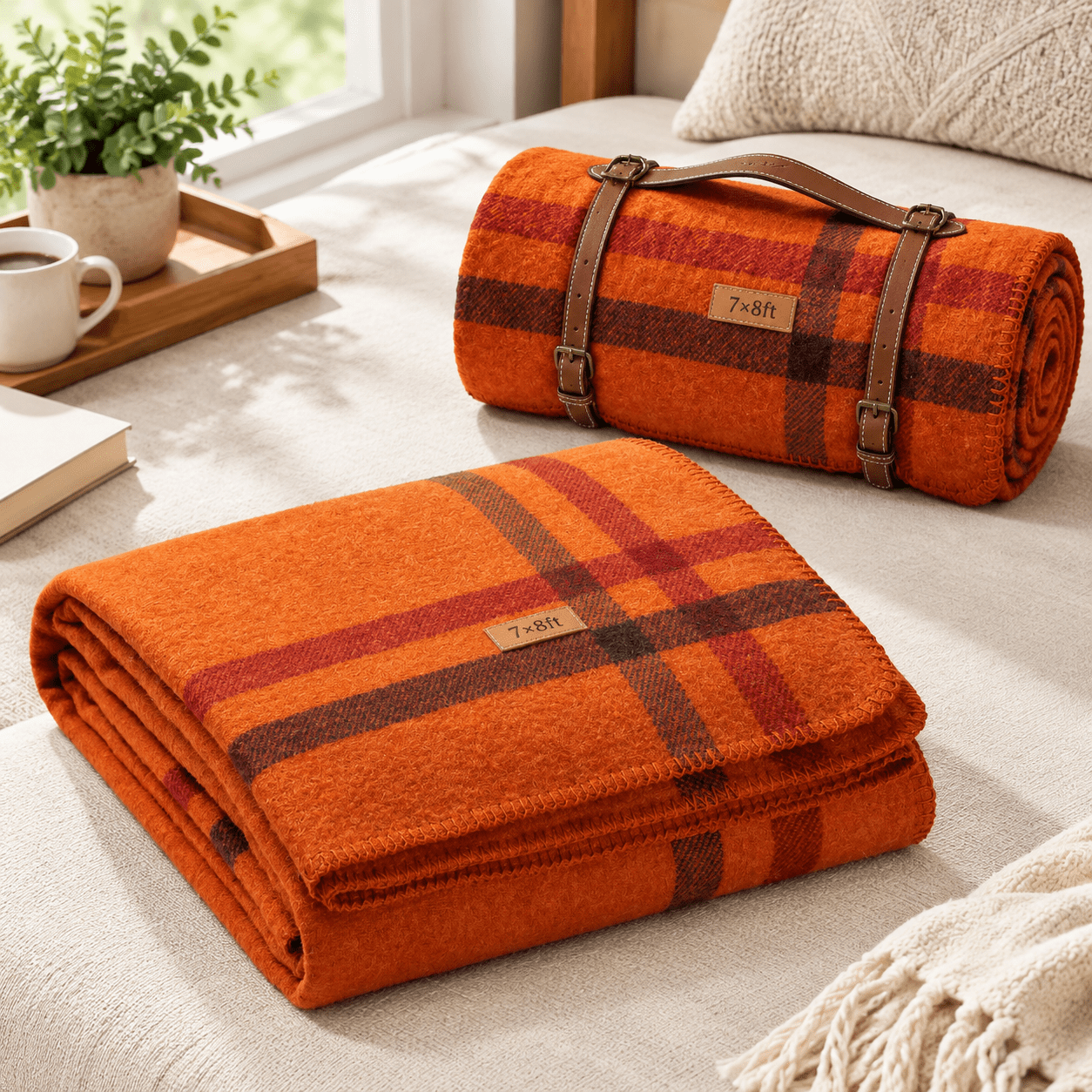 Warm Sunset Frame Large Thick Camping Throw Blanket 62