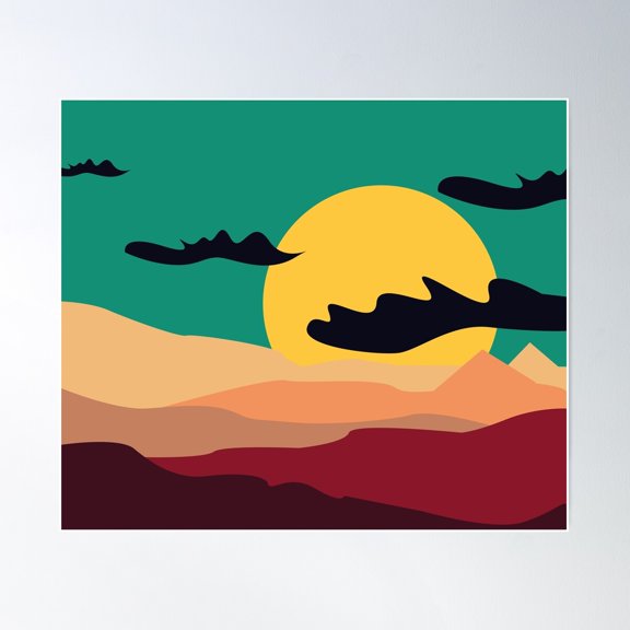 Warm Sunset Poster Wall Art, Modern Wall Decor For Living Room Bedroom, 24x36 UNFRAMED