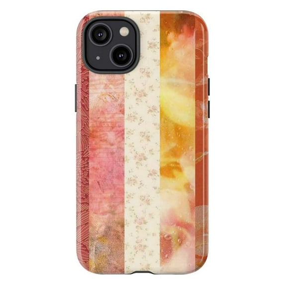 Warm Sunset Watercolor Phone Case, Abstract Vertical Stripe Design for iPhone 17 16 15 14 13 12 11 Pro Plus Mini