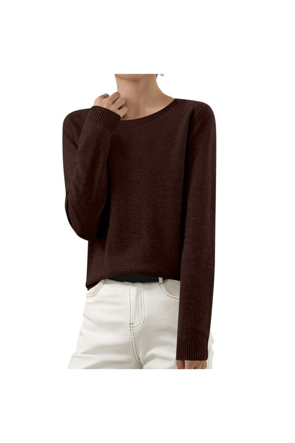 Warm Sweaters for Women Spring And Fall Winter Women's Sweater Round-Neck Long Sleeve Plus Size Oversize Knitted Outer Sweater Crew Neck Loose Lightweight Knit Pullover Sweaters Tops