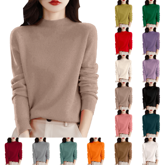 Warm Sweaters for Women Long Sleeve Crew Neck Classic Soft Pullover Sweater Loose Casual Fall Winter