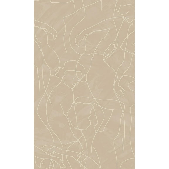 Warm Taupe Abstract Model Lines Non-Woven Wallpaper, Double Roll, 57 sqft