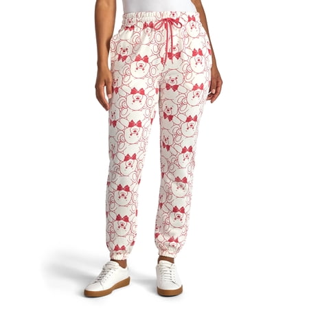 Women's Holiday Teddy Bear Print Jogger Pants, Sizes XXS-XXL
