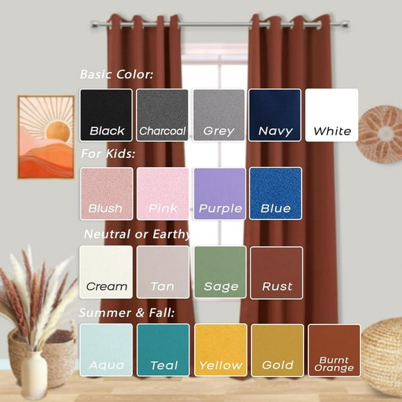 Warm Terracotta Blackout Curtains 72 Inch Length for Living Room 2 Panels Set Grommet Heavy Insulating Winter Curtains for Bedroom