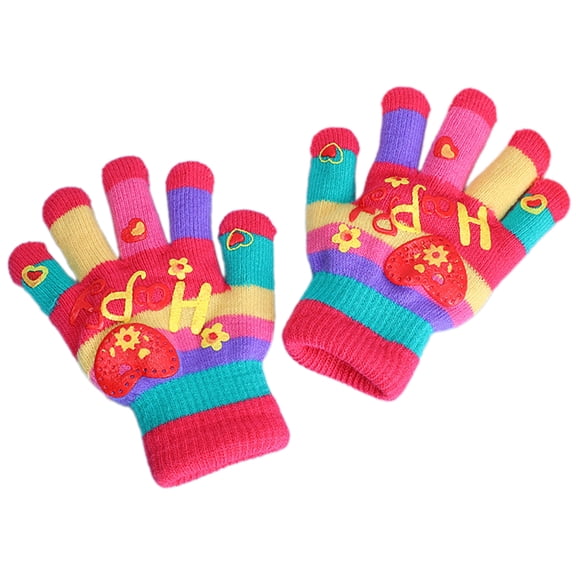 Warm Thermal Gloves for Girl Boy Gloves Stylish Heart Full FInger Winter Outdoor Gloves for Children Thicken Mitten