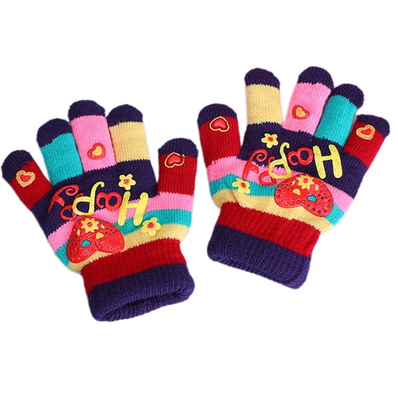 Warm Thermal Gloves for Girl Boy Gloves Stylish Heart Full FInger Winter Outdoor Gloves for Children Thicken Mitten