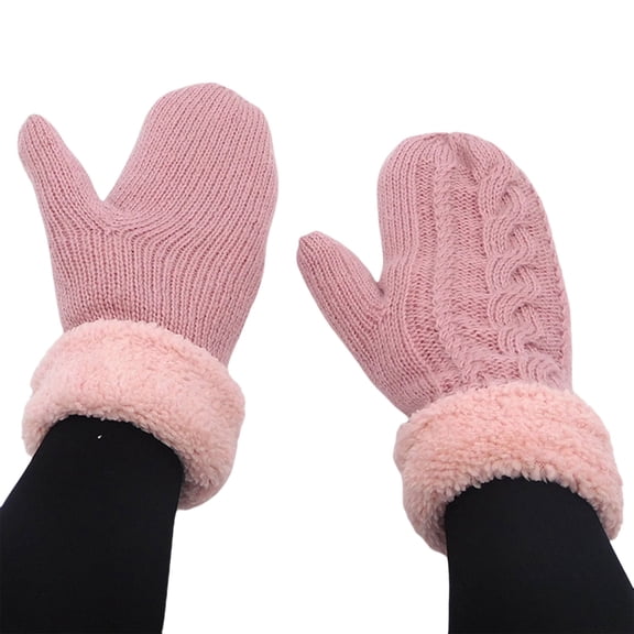 Warm Thermal Knitted Gloves for Women Girl Winter Accessory Thicken Mittens for Outdoor Adventures and Daily Use