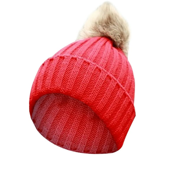 Warm Thick Cable Knit Faux Fuzzy Fur Pom Fleece Lined Skull Cap Cuff Beanie