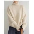 thumbnail image 1 of Warm Thick High Neck Loose Women Knitted Sweater Casual Oversized Pullover Tops For Winter Fashion Outerwear Chic Fall Sweaters Women, 1 of 22