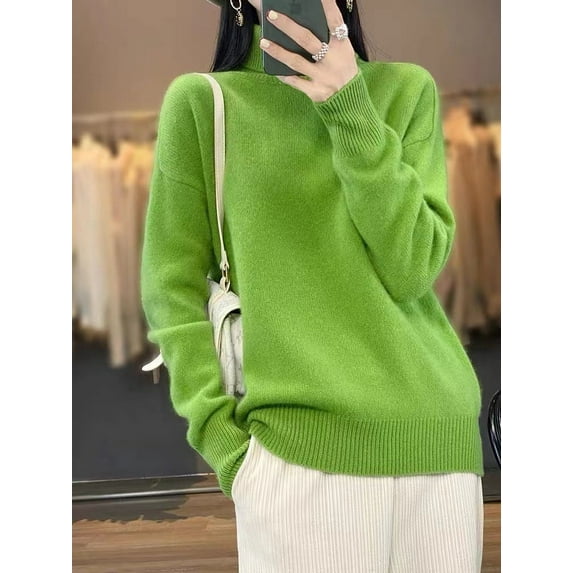Warm Thick High Neck Loose Women Knitted Sweater Casual Oversized Pullover Tops For Winter Fashion Outerwear Chic Fall Sweaters Women