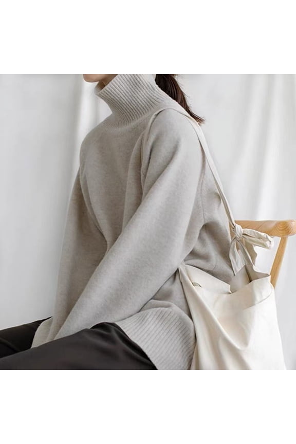 Warm Thick High Neck Loose Women Knitted Sweater Casual Oversized Pullover Tops For Winter Fashion Outerwear Chic Fall Sweaters Women