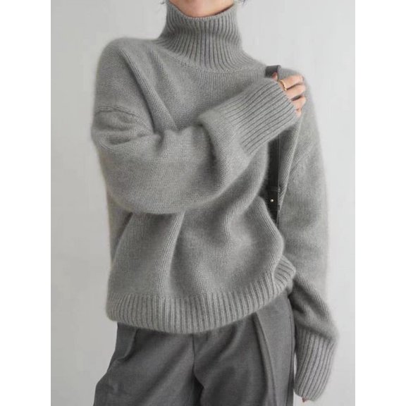 Warm Thick High Neck Loose Women Knitted Sweater Casual Oversized Pullover Tops For Winter Fashion Outerwear Chic Fall Sweaters Women