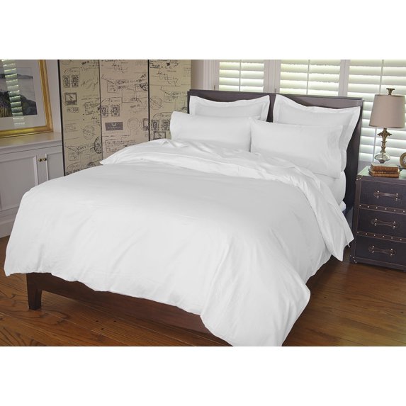 Warm Things Home 300 Thread Count Cotton Sateen Duvet Cover White / King