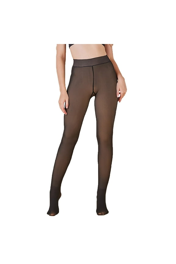 Warm Tights for Women Fake Translucent Thick Warm Sheer Tights Winter Oversized Leggings with Fleece Lining Pants Women Leggings Warm Tights Thermal Translucent Leggings for Winter
