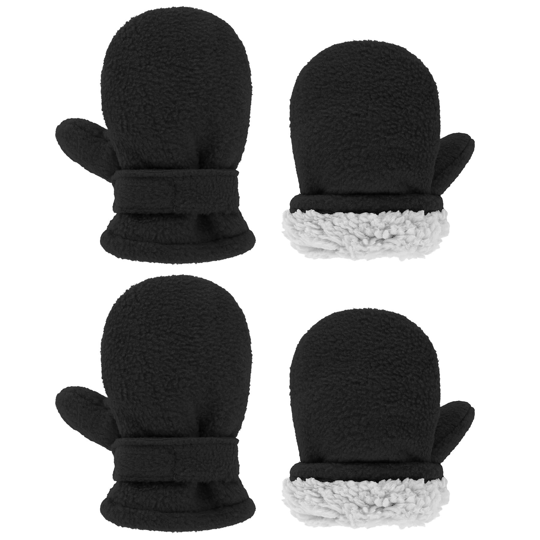Warm Toddler Mittens Sherpa Lined Kids Winter Gloves Adjustable Infant