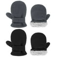 thumbnail image 1 of Warm Toddler Mittens Sherpa Lined Kids Winter Gloves Adjustable Infant Mittens for Girls and Boys Black & Dark Grey 12-24 months, 1 of 5