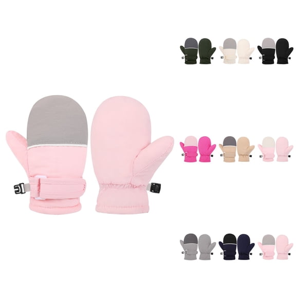 Warm Toddler Ski Mittens, Waterproof Lined Snow Gloves for Winter Outdoor Play, Cold Weather Activities, Boys Girls 4-10 Years