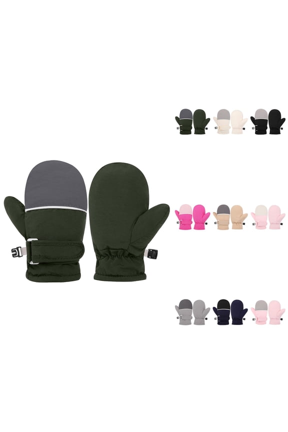 Warm Toddler Ski Mittens, Waterproof Lined Snow Gloves for Winter Outdoor Play, Cold Weather Activities, Boys Girls 4-10 Years