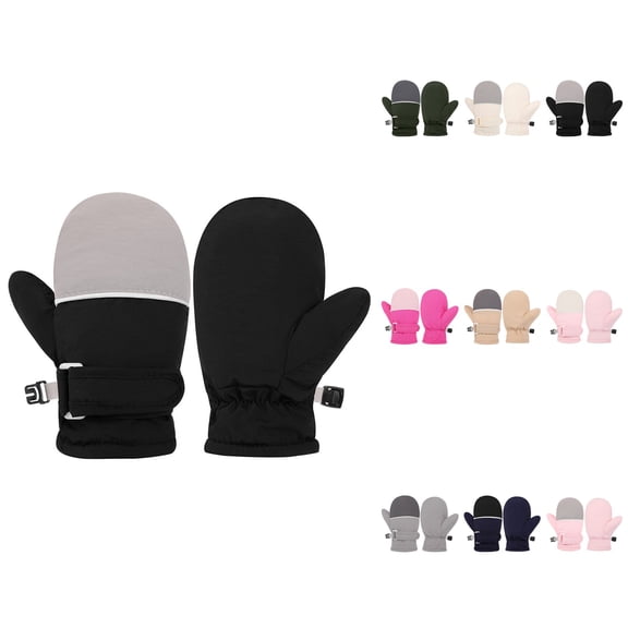 Warm Toddler Ski Mittens, Waterproof Lined Snow Gloves for Winter Outdoor Play, Cold Weather Activities, Boys Girls 4-10 Years