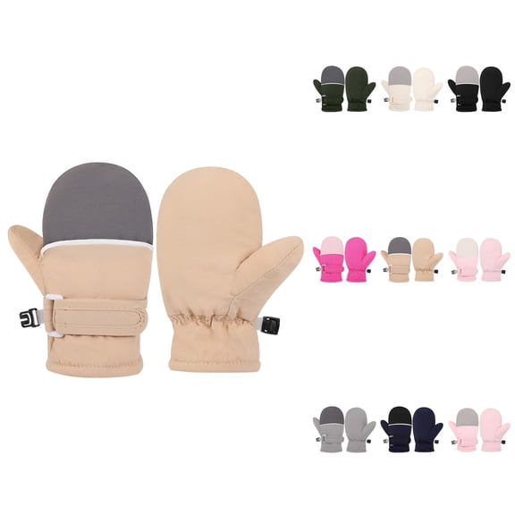 Warm Toddler Ski Mittens, Waterproof Lined Snow Gloves for Winter Outdoor Play, Cold Weather Activities, Boys Girls 4-10 Years