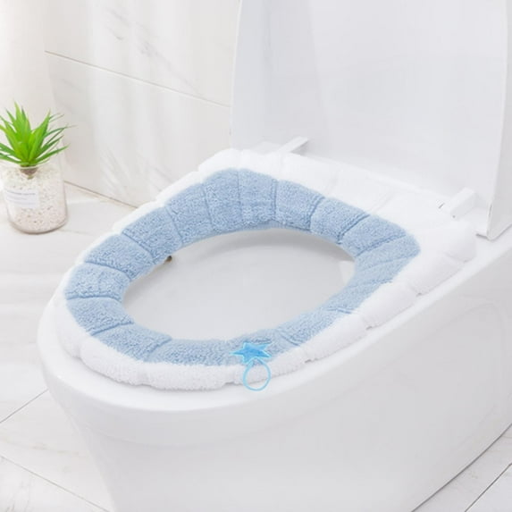 Warm Toilet Seat Cover, Household Universal Toilet Seat Thickened With Handle Winter Toilet Ring Washable Sets Wear Knitted Toilet Seat Up to 65% off